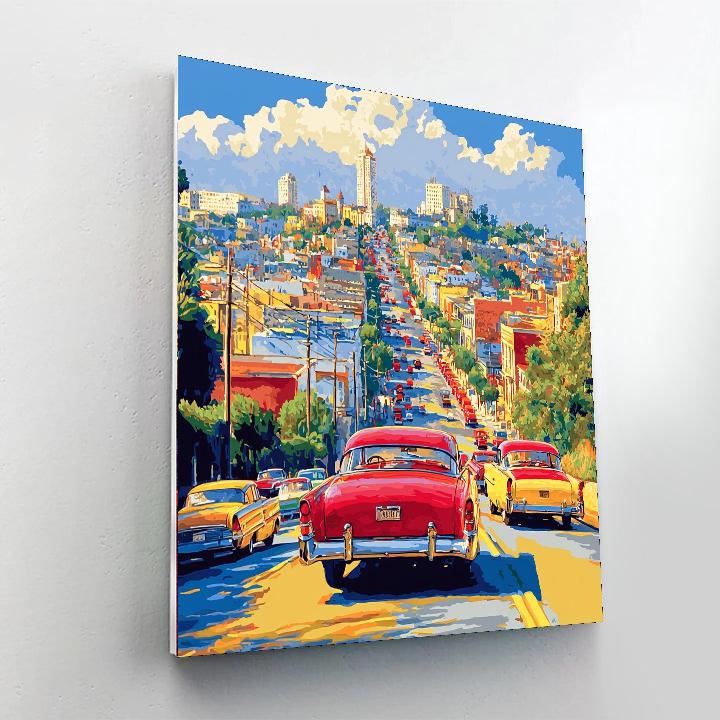 Edward Hopper Inspired Vintage Auto Reverie  Number Painting