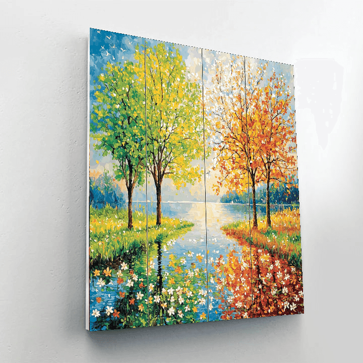 Claude Monet Inspired Seasonal Reflections  Paint By Numbers Art