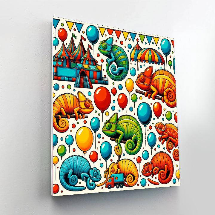Cheerful Chameleon Carnival Numbered Painting Kits