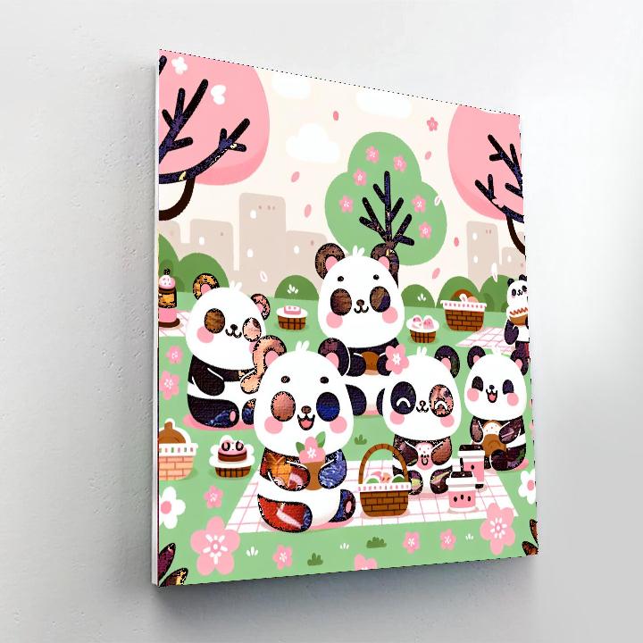 Panda Picnic In The Park Painting By Numbers Kit