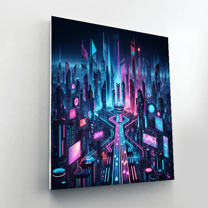 Futuristic Neon Cityscape Painting By Numbers Kit