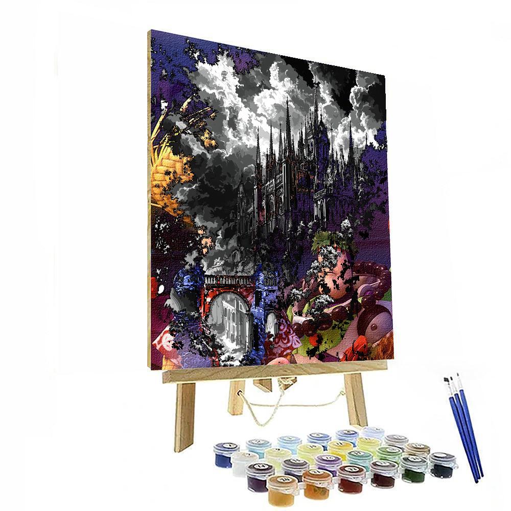 Doré Inspired Gothic Cathedral Silhouette  Paint By Numbers