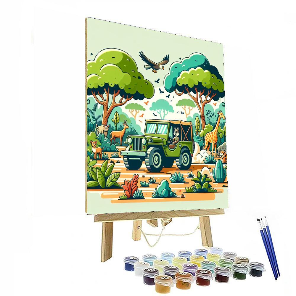 Adventurous Jungle Jeep Painting Number Kit