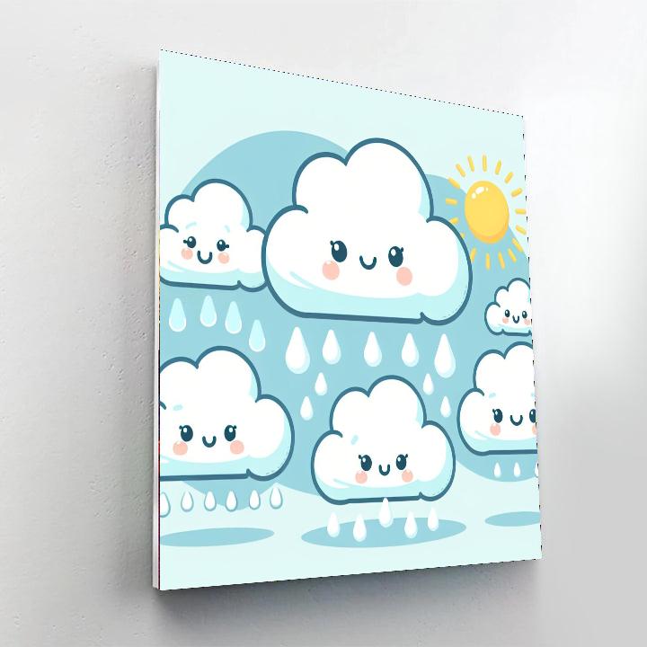 Cute Cloud Family Painting By Numbers Kit
