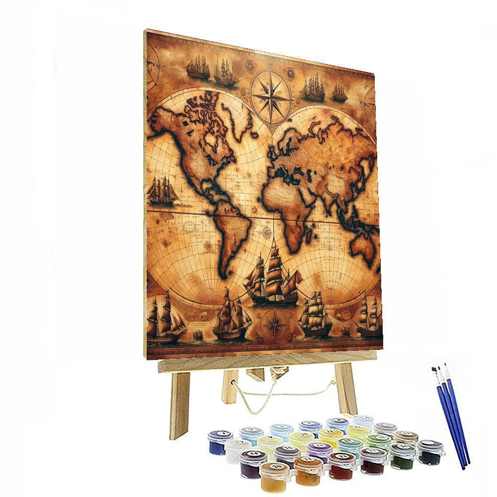 Historic World Map Adventure Paint By Color