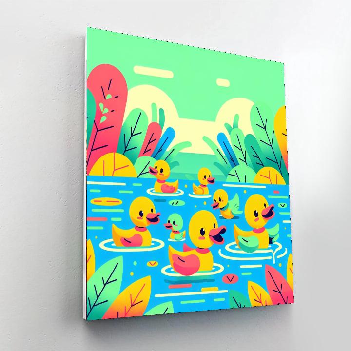 Duckling's Delightful Dip Paint By Numbers