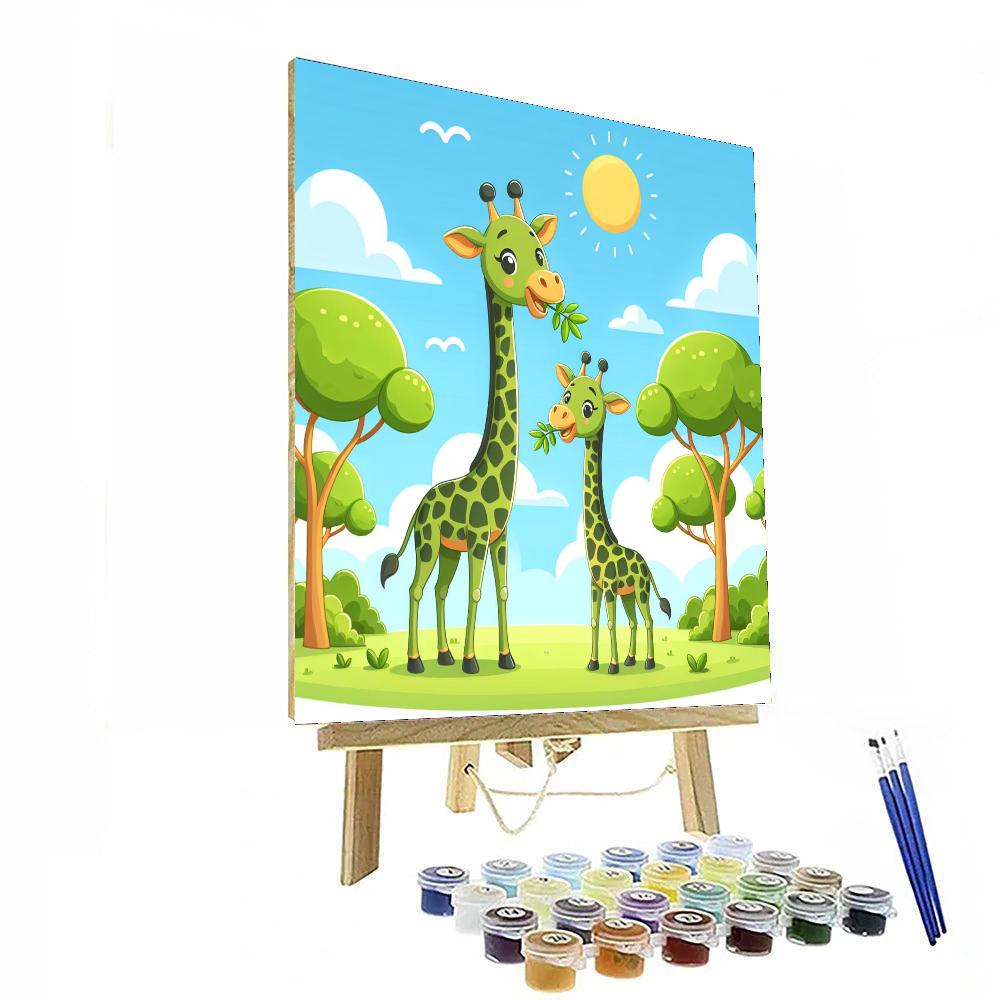 Whimsical Giraffes Paint By Numbers Art