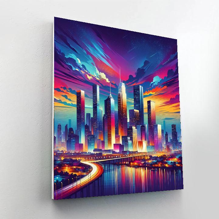 Vibrant City Skyline At Dusk Painting By Numbers Kit