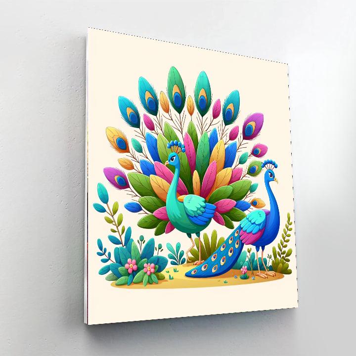 Peaceful Peacock Parade Painting Number Kit
