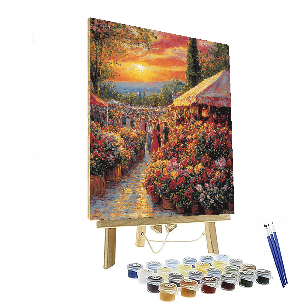 Pierre-Auguste Renoir Inspired Flower Market At Dusk  Paint By Numbers Art