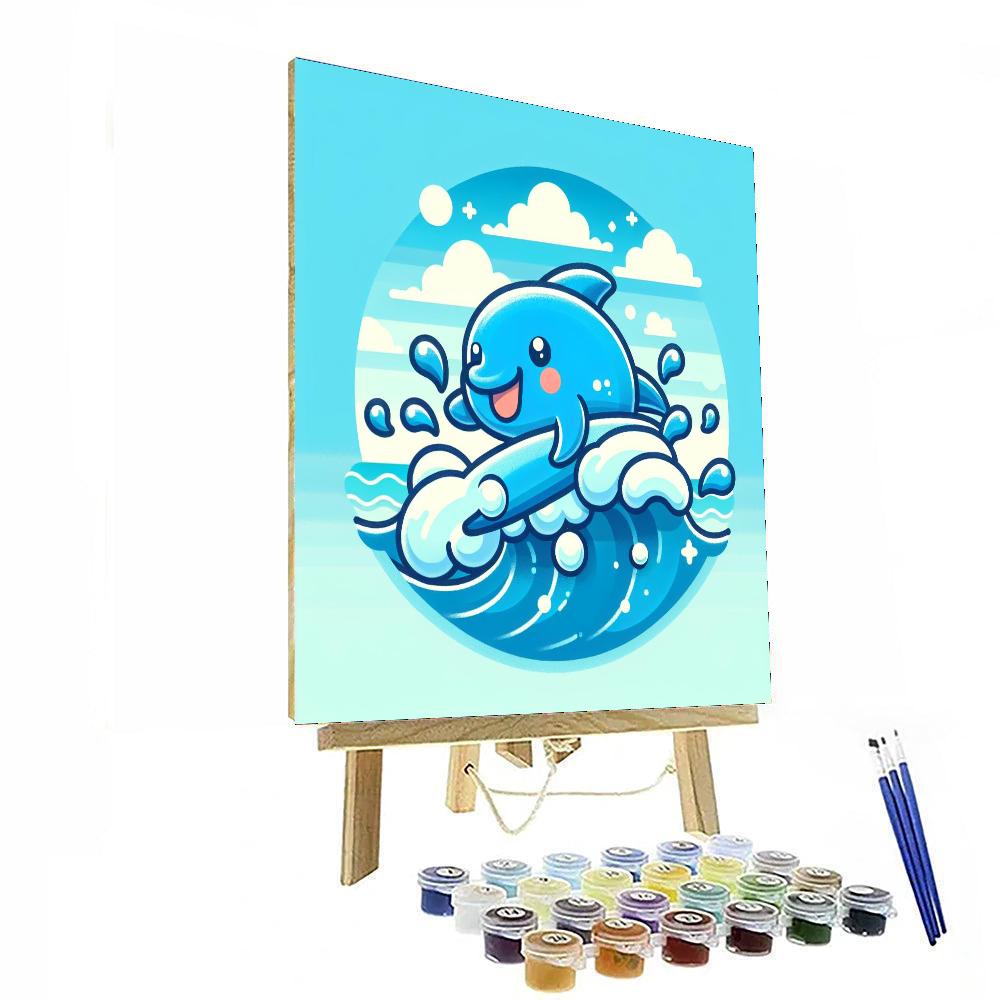 Happily Surfing Dolphin DIY Paint By Numbers