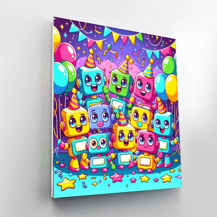 Excited Robot Friends Numbered Painting Kits