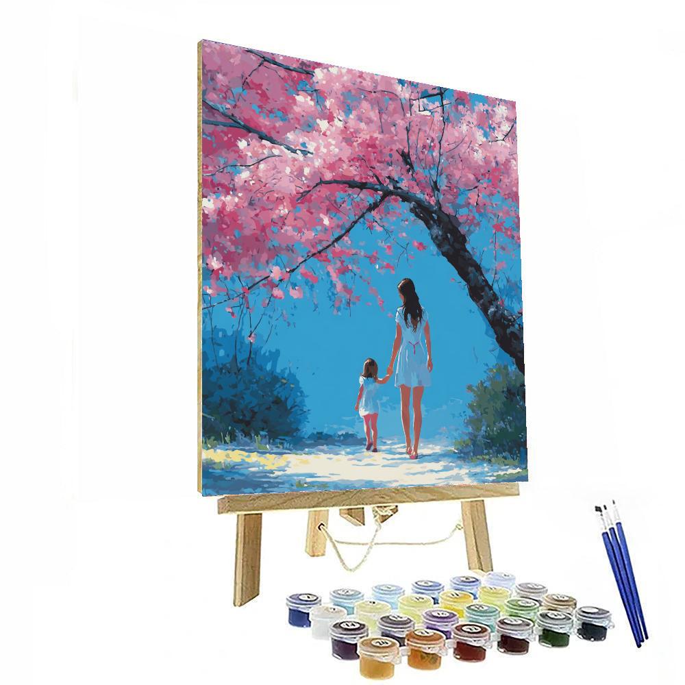 Motherly Care Under The Cherry Blossoms DIY Paint By Numbers