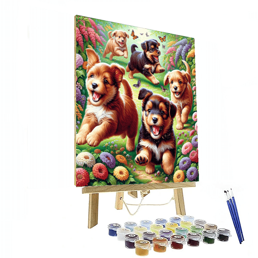 Playful Puppy Paradise Paint By Number