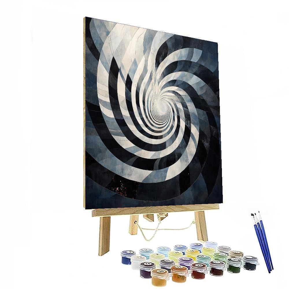 M.C. Escher Inspired Monochrome Vortex  Numbered Painting Kits