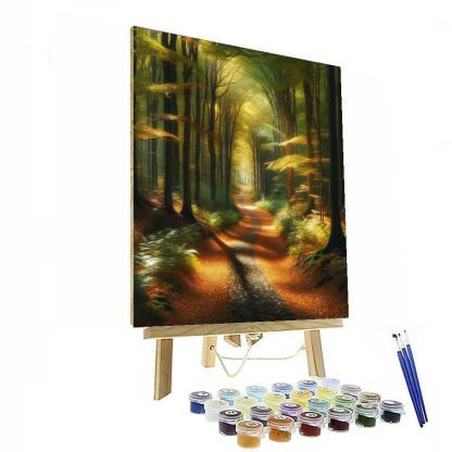 Golden Woodland Path Number Painting