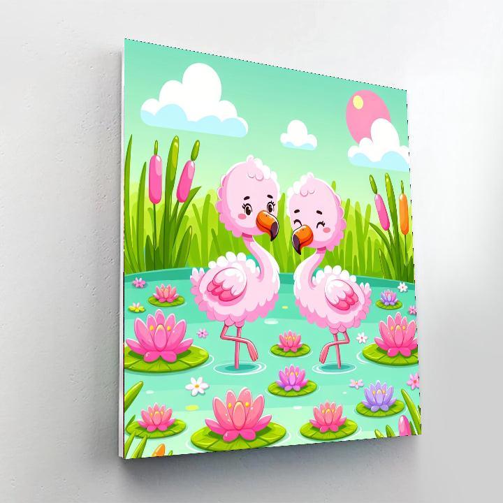Fluffy Flamingos Paint By Numbers Art