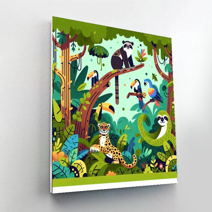 Rainforest Wildlife Adventure Paint By Numbers Art