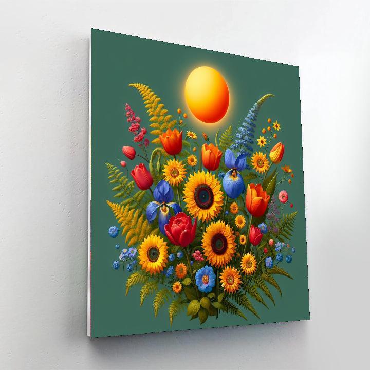 Bright Floral Delight Number Painting