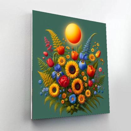 Bright Floral Delight Number Painting