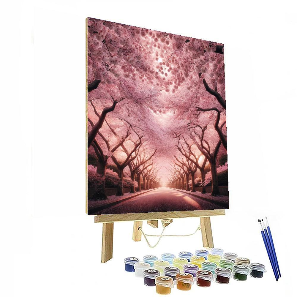 Japanese Cherry Blossom Avenue Paint By Color