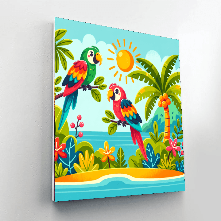 Tropical Island Parrot Party DIY Paint By Numbers