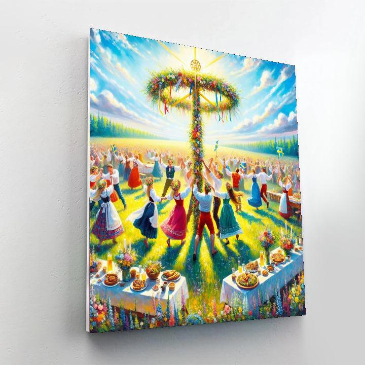 Midsummer Eve Celebration - Sweden Painting Number Kit
