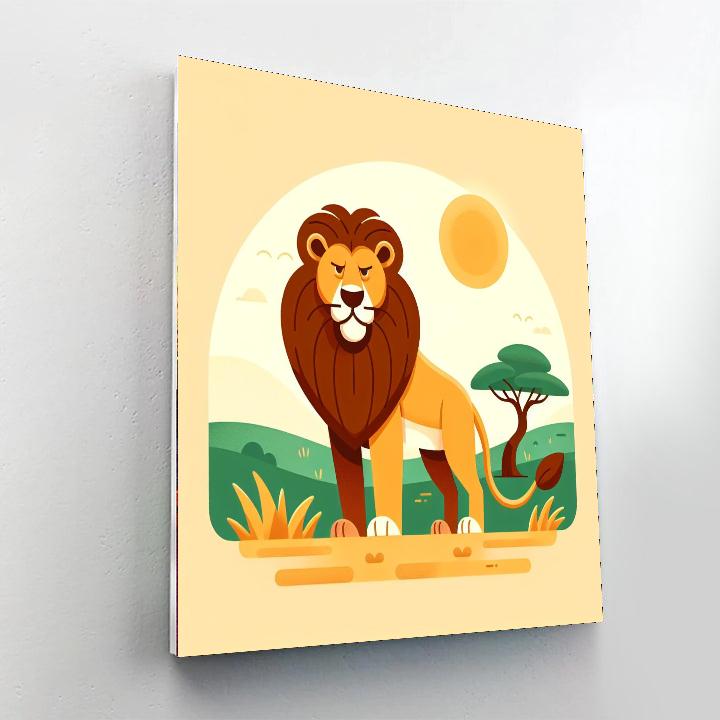 Courageous Lion Safari Painting Number Kit