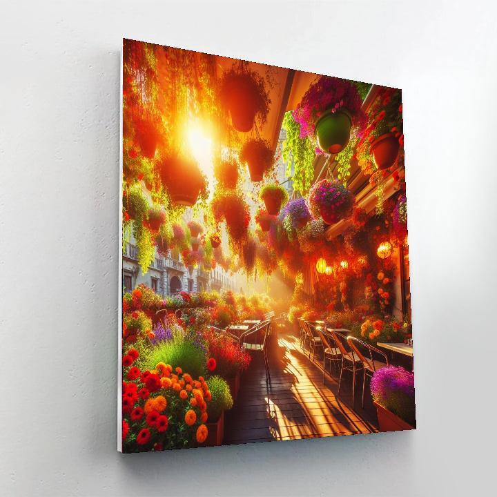Sunlit Floral Terrace Number Painting