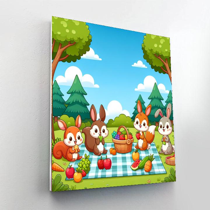 Adorable Woodland Picnic Paint By Numbers Art