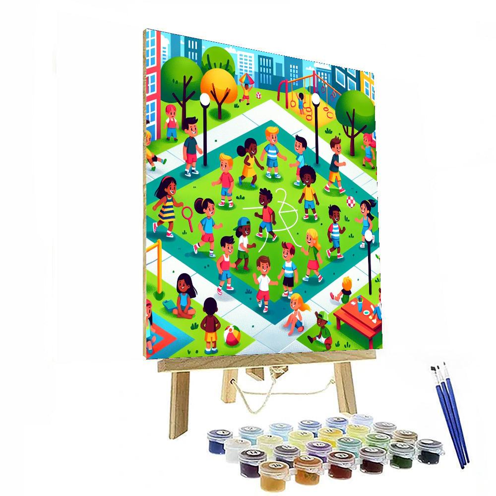 Fun In The City Park Painting Number Kit