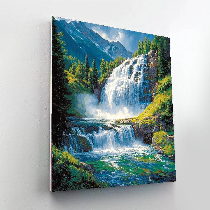 Albert Bierstadt Inspired Cascading Waterfall Symphony  Paint By Numbers