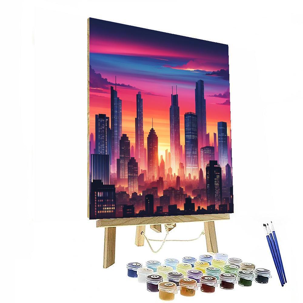Chic Cityscape Sunset Painting Number Kit