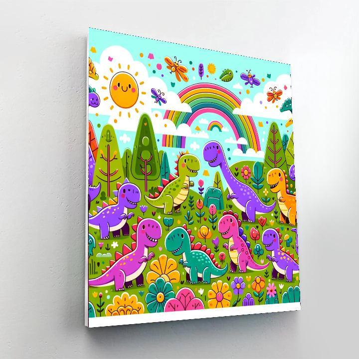 Friendly Dinosaur Dance Paint By Number