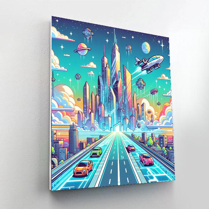 Futuristic Space City Paint By Numbers Kits
