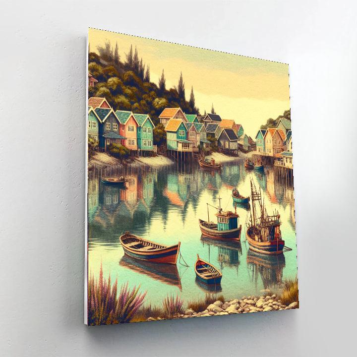 Nostalgic Seaside Village Paint By Number