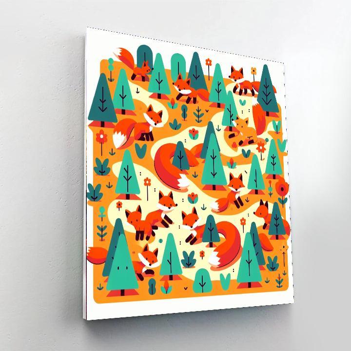 Friendly Foxes Paint By Numbers Art