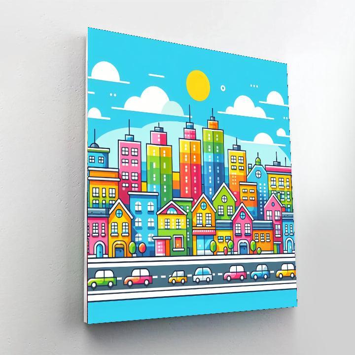 Rainbow Cityscape Fun Paint By Color