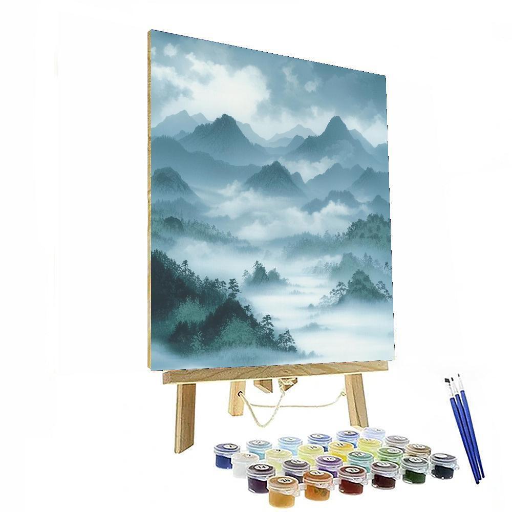 Hiroshige Inspired Misty Mountain Harmony  Paint By Numbers Kits