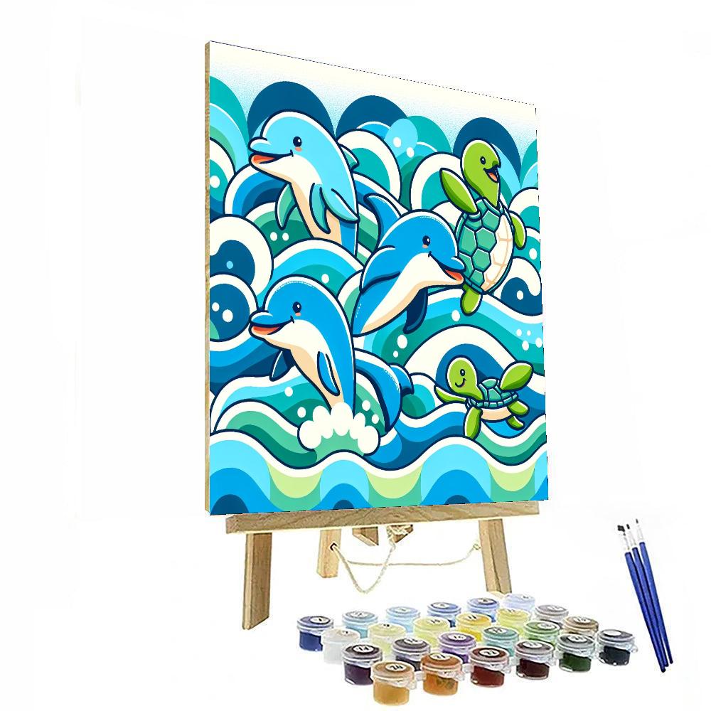 Friendly Ocean Wave Riders Paint By Color