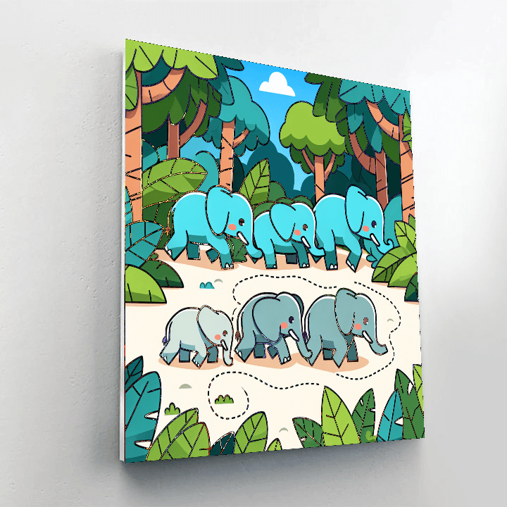 Jungle Expedition With Adventurous Elephants Paint By Number
