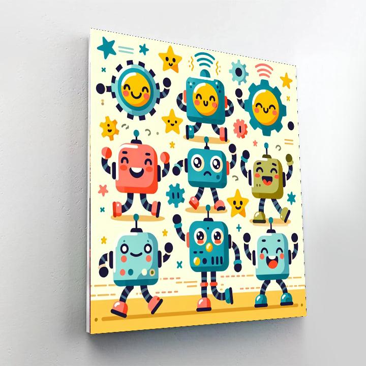 Merry Robot Friends Paint By Numbers Art