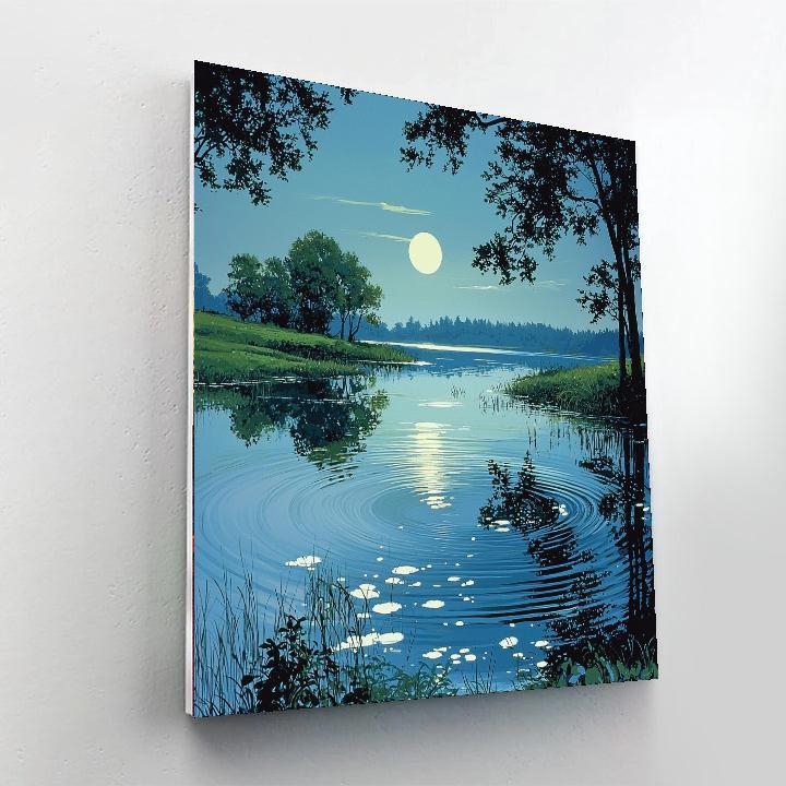 Nandalal Bose Inspired Reflections Of The Quiet Pond  Paint By Number