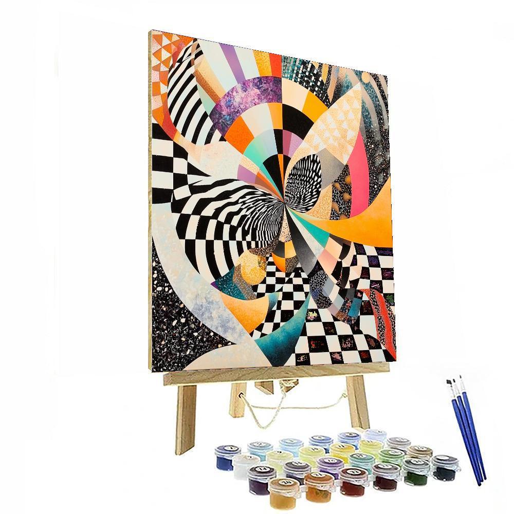 M.C. Escher Inspired Kaleidoscopic Whimsy  Number Painting