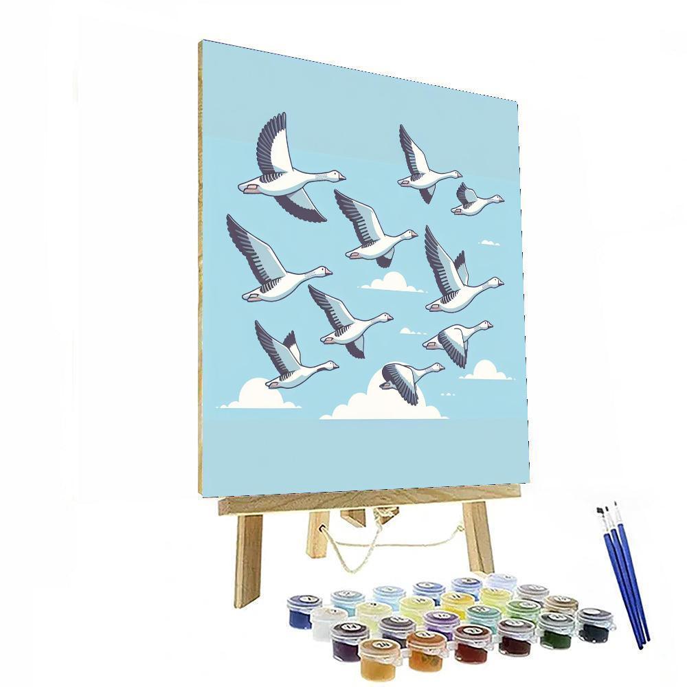 Gliding Geese Number Painting