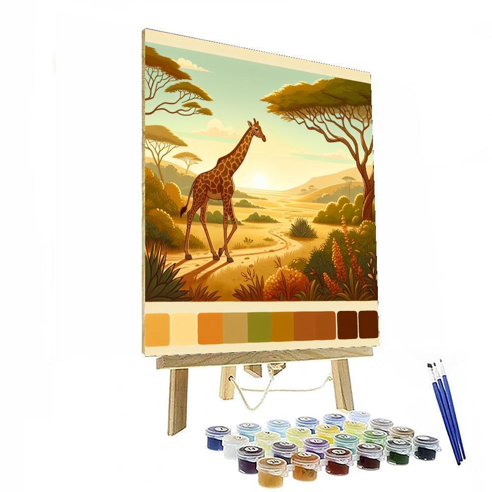 Giraffe's Tall Adventure Paint By Numbers