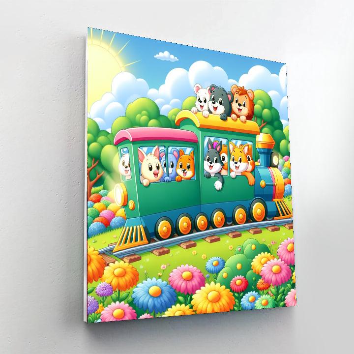 Cheerful Animal Train Paint By Number