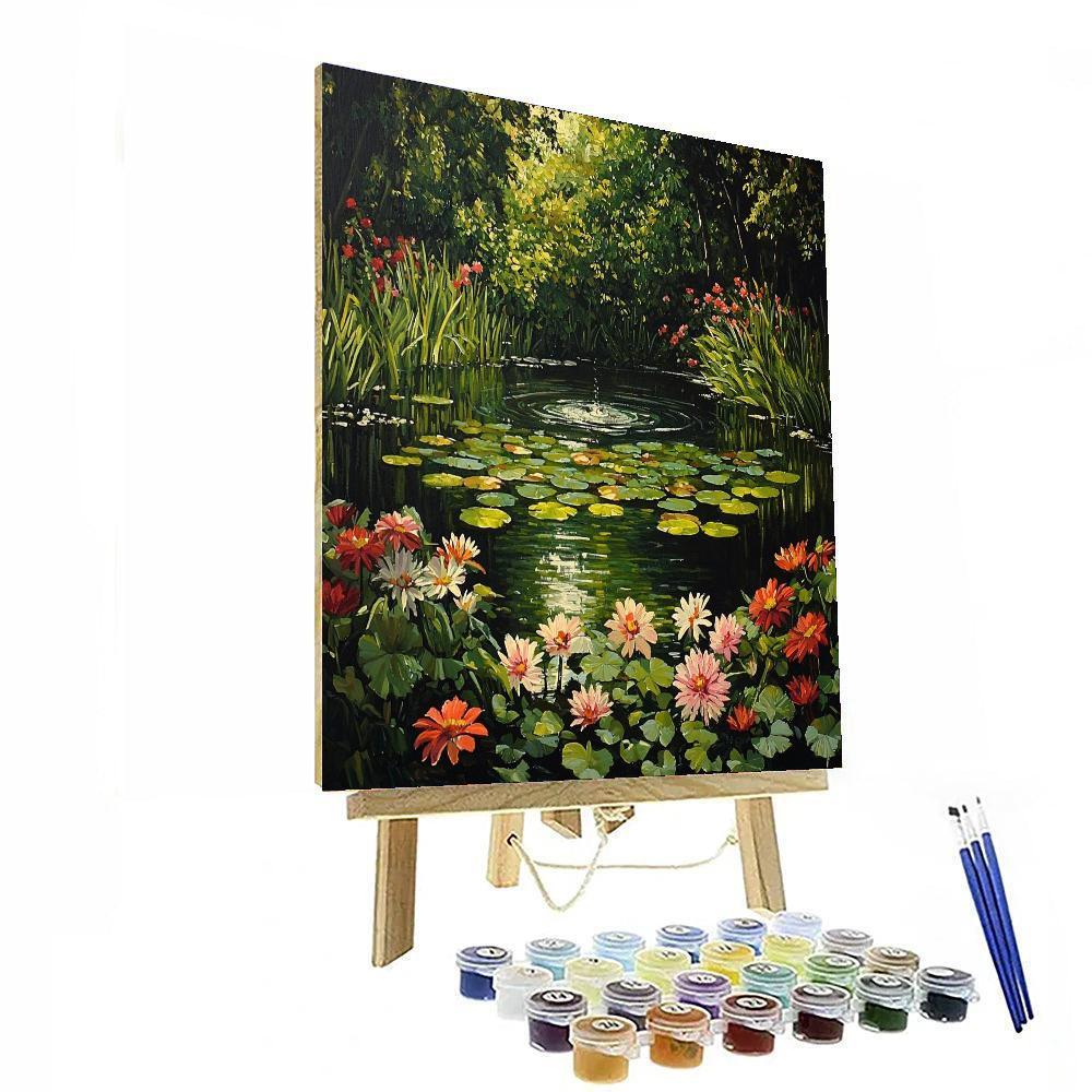 John William Waterhouse Inspired Tranquil Reflection Pond  Paint By Color