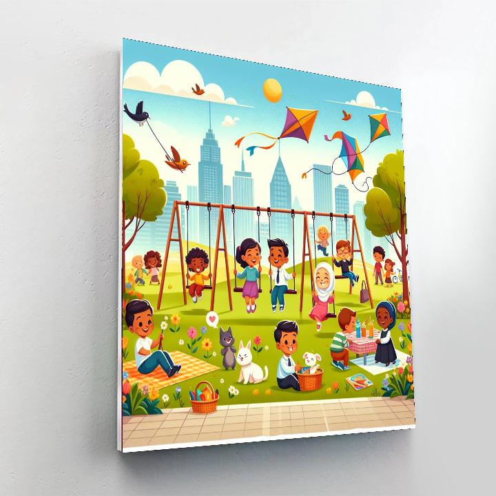 Joyful City Park Day Number Painting