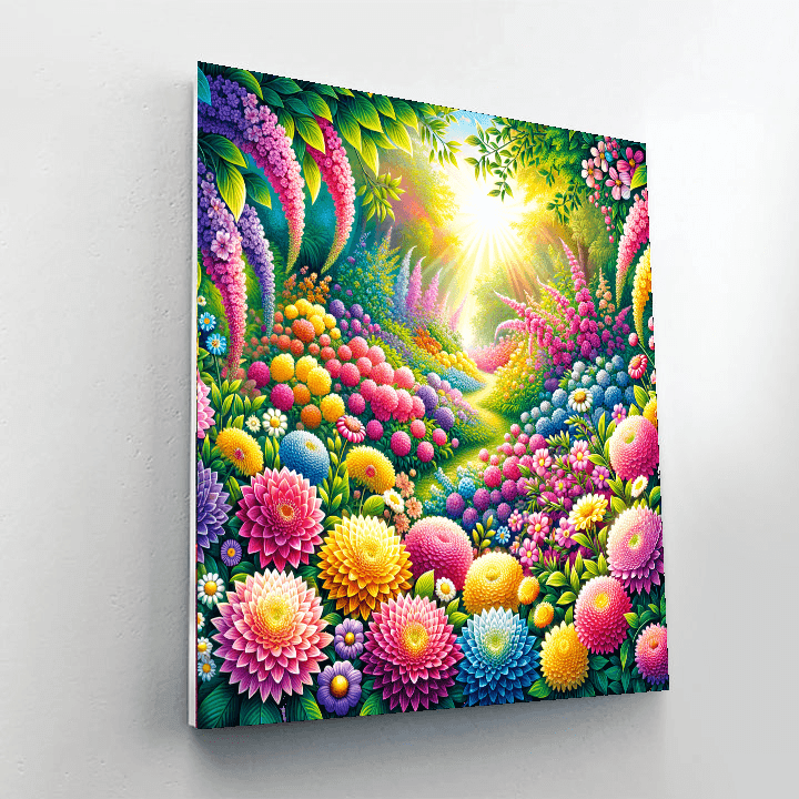 Cheerful Garden Blooms Paint By Number